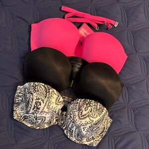 Pink, Black, and Paisley Strapless Bras